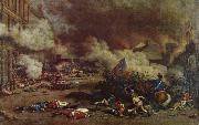 Da the avslojades ,att king had consort with France enemies charge a rebellion crowd the 10 august Tuilerierna, unknow artist